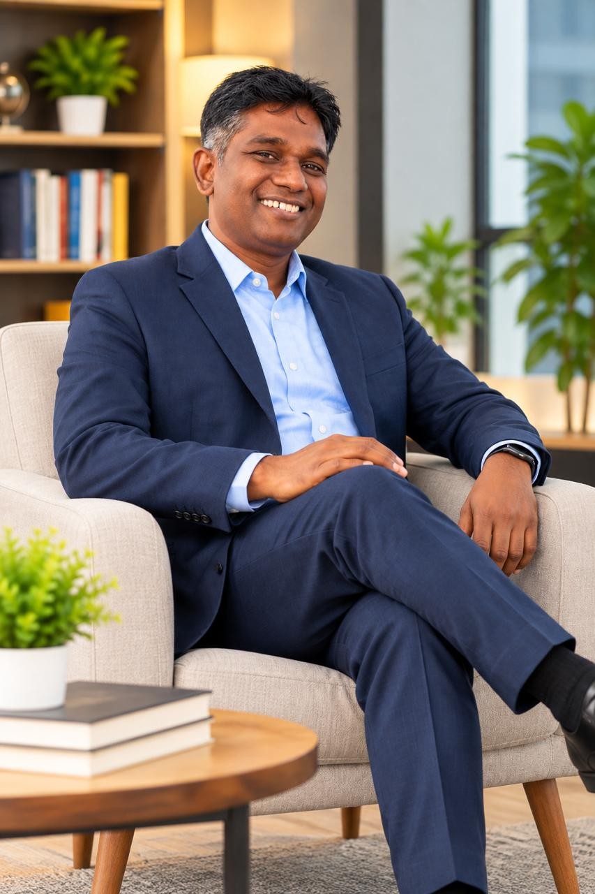 Shenbagarajan Rajasaravanan seated in his office